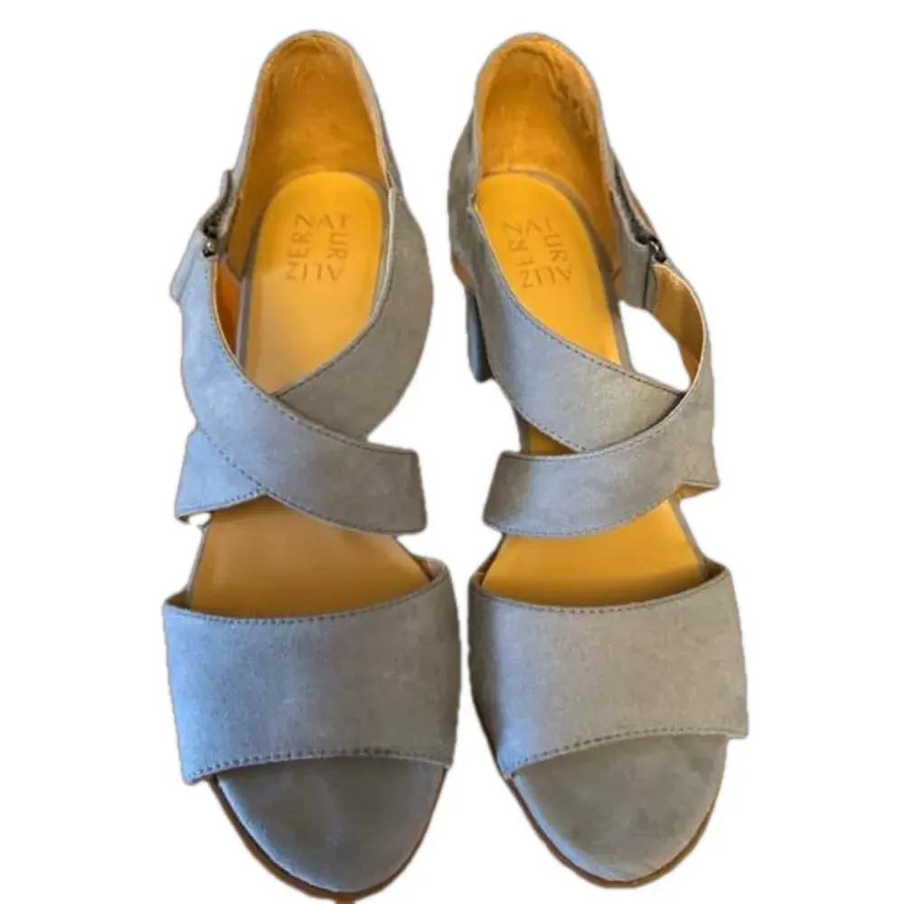 NATURALIZER Lindy Strappy Comfort Sandals Slate Gray Blue Block Heels Size 10 - Picture 3 of 7